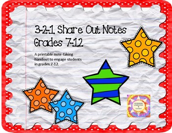 Preview of 3-2-1 Share Out Graphic Organizer Notes