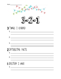 3-2-1 Strategy - Exit Ticket or Writing Response to Video
