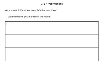 Preview of 3-2-1 Worksheet