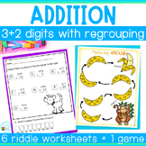 3 + 2 Digit Addition with Regrouping Addition Riddles and 