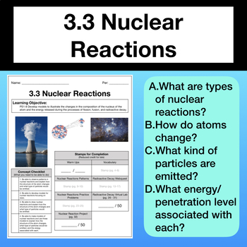 Preview of Nuclear Chemistry Bundle HS PS1-8