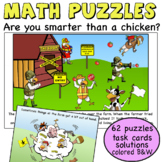 3,4,5,6 Print Math Puzzles chickens brainteasers warm ups 
