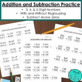 3, 4, 5-Digit Addition/Subtraction Worksheets Subtracting 