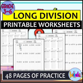 Preview of 3.4.5 Digit by 1.2 Digit Long Division Practice Worksheets