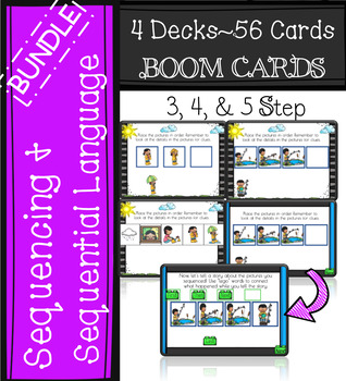 Preview of 3, 4, & 5 Step Sequencing BUNDLE-Boom Cards-Distance Learning