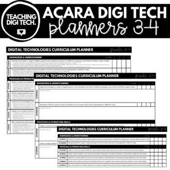 Preview of 3-4 ACARA Digital Technologies Curriculum Checklist & Curriculum Planner
