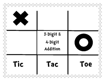 Preview of 3 & 4-Digit Addition Tic-Tac-Toe