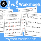 3/4 vs. 6/8 Rhythm Worksheets - Simple vs Compound meter