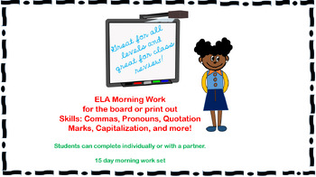 Preview of 3-5 ELA Morning Work - Multiple Skills - Whiteboard or Print Out (New)