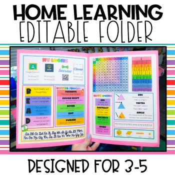 Preview of 3-5 Editable Home Learning Folder