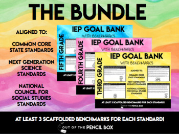 Preview of 3-5 IEP Goal Bank With Benchmarks for All Subjects (CCSS Aligned)