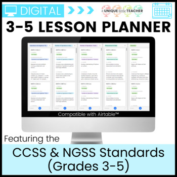 Preview of 3-5 Lesson Planner Featuring CCSS and NGSS Standards for Airtable™