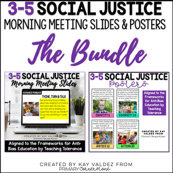 Preview of 3-5 Social & Racial Justice Morning Meeting Slides & Standards Posters BUNDLE
