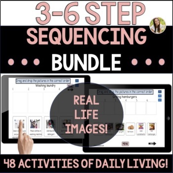 Preview of 3-6 Step Functional Sequencing Activities of Daily Living Boom Cards™ BUNDLE