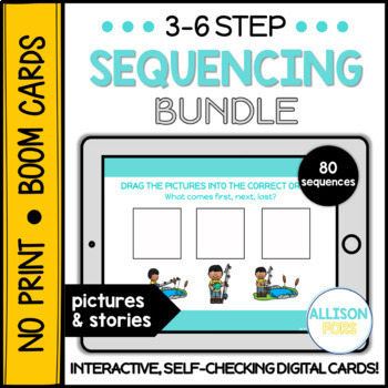 Preview of 3-6 Step Sequencing Stories with Pictures - BOOM Cards™️ Bundle Speech Therapy