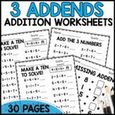 3 Addend Equations | Adding 3 Addends Worksheets