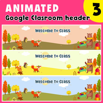 Preview of Autumn ANIMATED Google Classroom Header Banners - 3 versions included