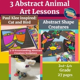 3 Abstract Animal Art Lessons/Chalk Pastel, 3-D Sculpture,