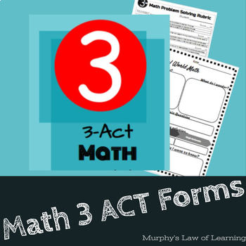 Preview of 3 Act Math Problem Solving Worksheet Template & Scoring Rubric (ppt)