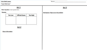 Preview of 3 Act Math Workspace