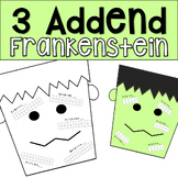 3 Addend Frankenstein- Halloween Math Craftivity and Worksheets