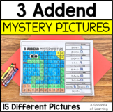 3 Addend Mystery Pictures | Distance Learning
