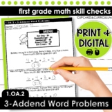 3-Addend Word Problems Worksheets First Grade Math 1.OA.2