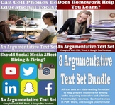 3 Argumentative Text Set Bundle - Homework, Cell Phones, a