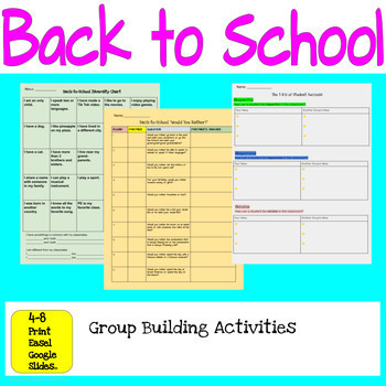 Preview of 3 Back-to-School Activities Grades 4-8