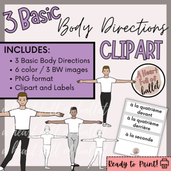 Preview of 3 Basic Body Directions | Boy Ballet Dancers Clipart & Labels