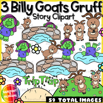 Preview of 3 Billy Goats Gruff Clipart | Fairytale Clipart | Full Story Set