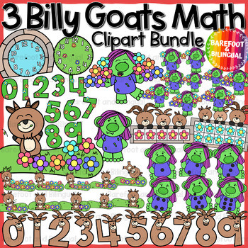 Preview of 3 Billy Goats Gruff Math Clipart | Fairytale Clipart