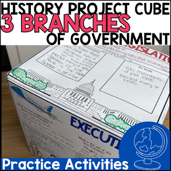 Preview of 3 Branches of Government 3D Project Cube *History Craftivity*