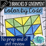 3 Branches of Government Color by Code Activity