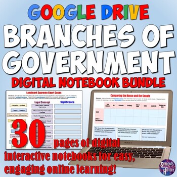 Preview of 3 Branches of Government Digital Resources Interactive Notebook Activity Bundle