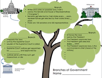 Preview of 3 Branches of Government Interactive Worksheet