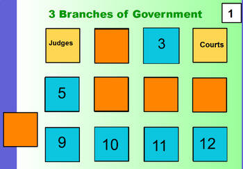 Preview of 3 Branches of Government MATCH GAME Promethean Board Game ZOOM