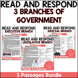 3 Branches of Government Reading Comprehension Google Form