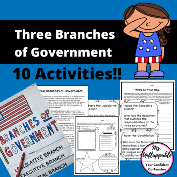 Preview of Three Branches of Government Activities| Reading Passages| Flip Book and More