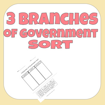 Preview of 3 Branches of Government Sort