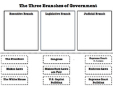 3 Branches of Government Sort Worksheet