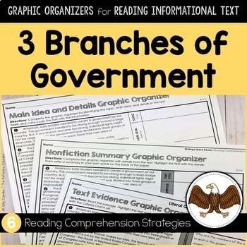 Preview of 3 Branches of Government | Graphic Organizers for Reading Informational Text