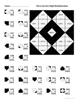 3 by 1 digit multiplication color worksheet by aric thomas