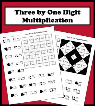 Preview of 3 By 1 Digit Multiplication Color Worksheet