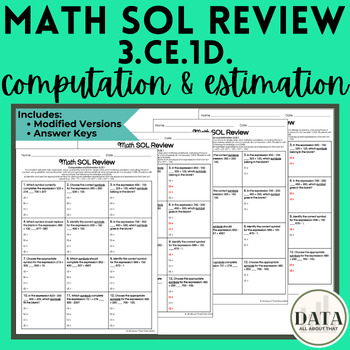 Preview of 3.CE.1d. Computation and Estimation Math SOL Review Grade 3