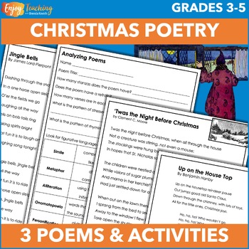 3 Christmas Poems - Holiday Poetry Worksheets and Activities by Brenda ...