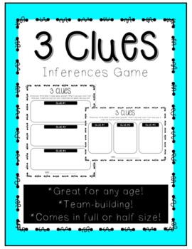 Preview of 3 Clues | Inference Game | Team-Building | Morning Meeting Activity
