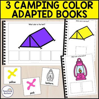 Preview of 3 Color Matching Camping Adapted Books for Special Education