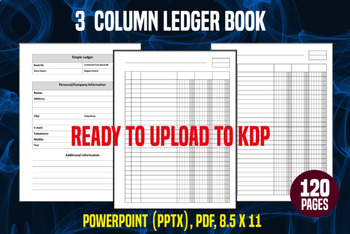 Preview of 3 Column Ledger Book: Three Column Book for Accounting, Bookkeeping, Small Busin