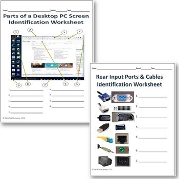 3 computer parts labeling worksheets activity by techcheck lessons